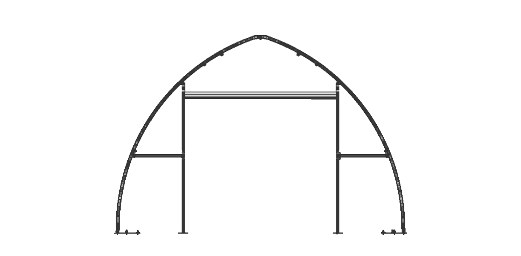 Dibujo frontal de la carpa MARCO 56