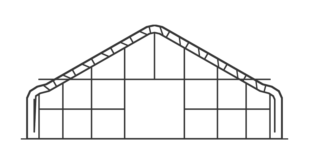 Dibujo frontal de la carpa MAGNUM
